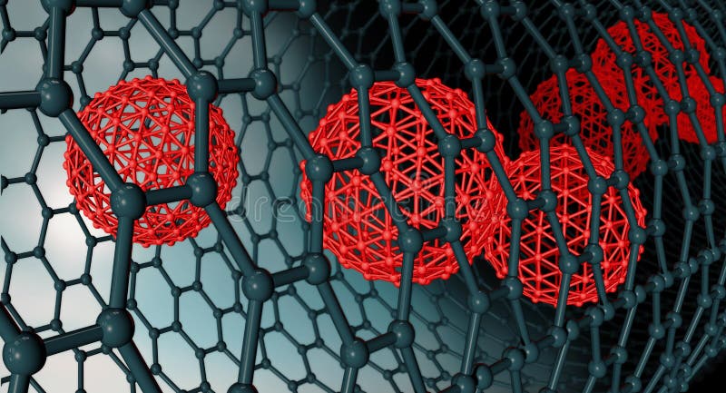 Illustration der Graphenatomstruktur - Nanotechnologieba stock abbildung