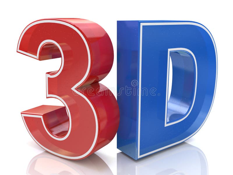 Illustration des Logos des Wortes 3D geschrieben in rote und blaue Farbe lizenzfreie abbildung Illustration des Logos des Wortes 3D geschrieben in rote und blaue Farbe lizenzfreie abbildung