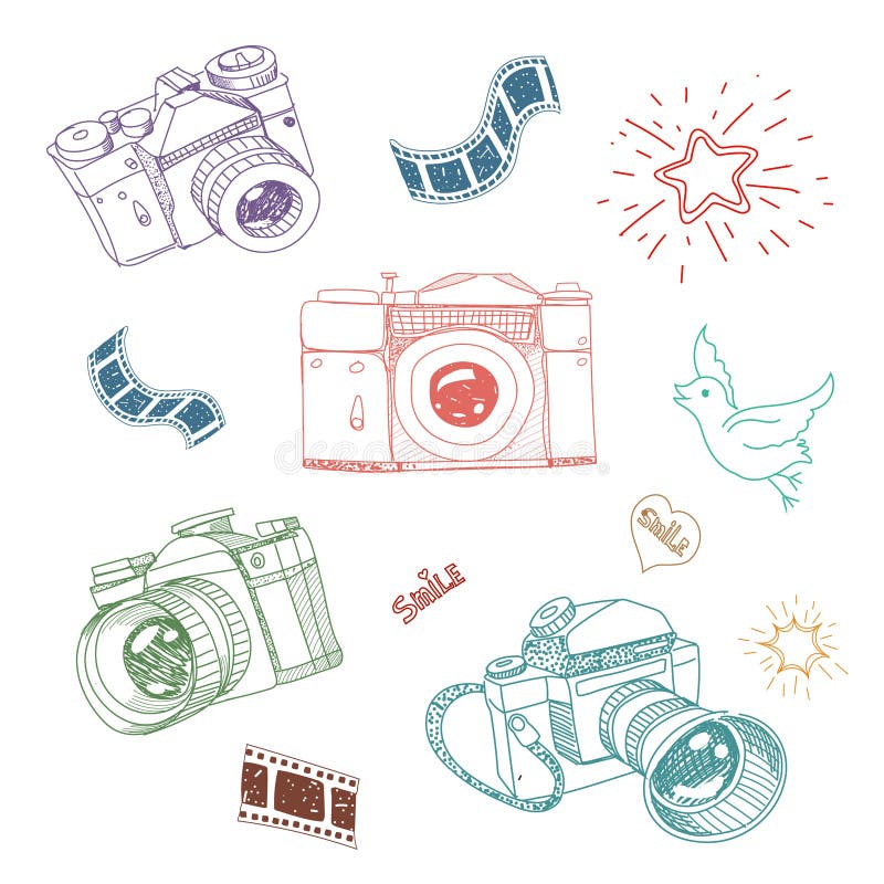 Illustration des éléments d'appareil-photo et de photographie illustration libre de droits Illustration des éléments d'appareil-photo et de photographie illustration libre de droits