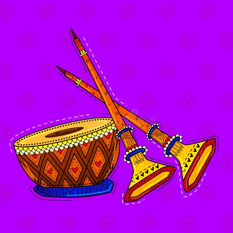 Sketch of Indian traditional music instruments like Shehnai Dol Tabla  Stock Photo  Alamy