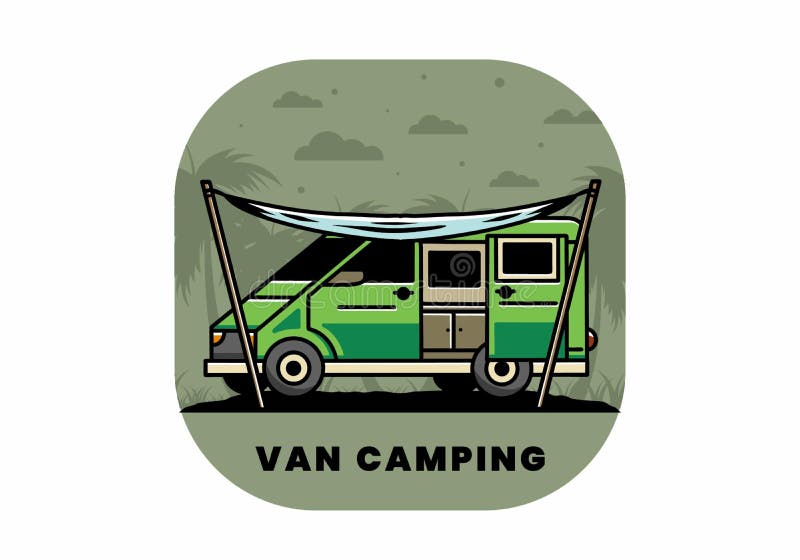 Van Camper and Flysheet Illustration Design Stock Vector - Illustration ...