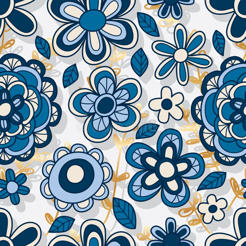 Flower style vertical gold background seamless pattern vector illustration Flower style vertical gold background seamless pattern vector illustration