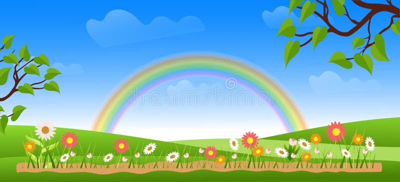 Garden Background Vector stock vector. Illustration of rainbow - 152074062