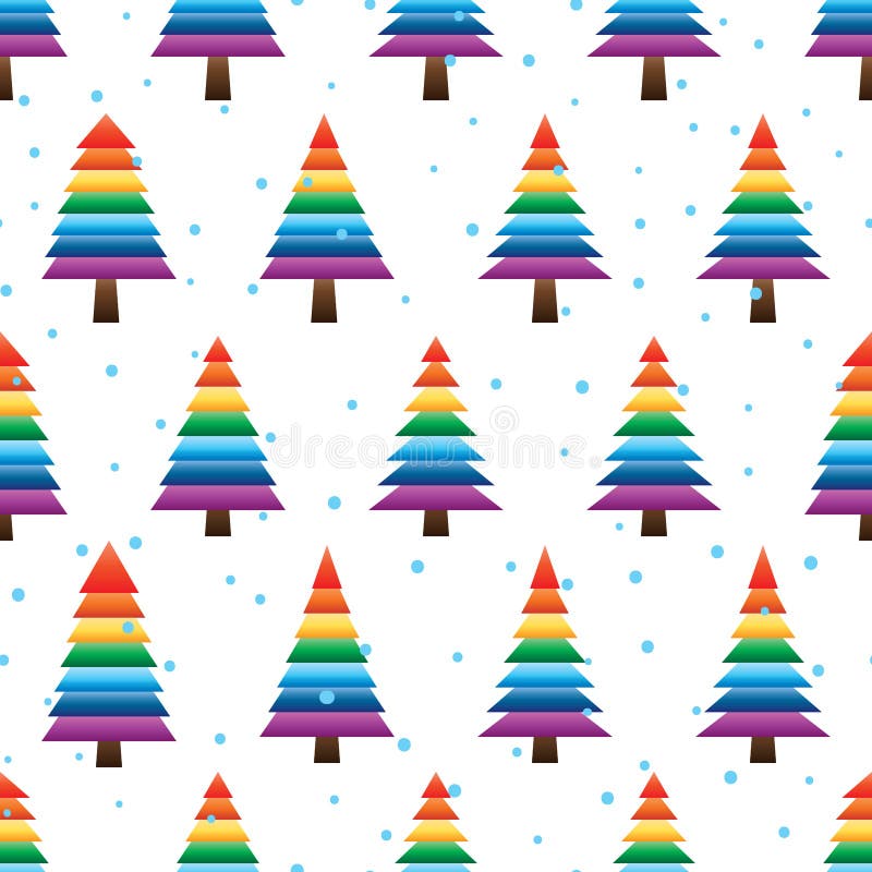Rainbow pine tree seamless pattern royalty free illustration