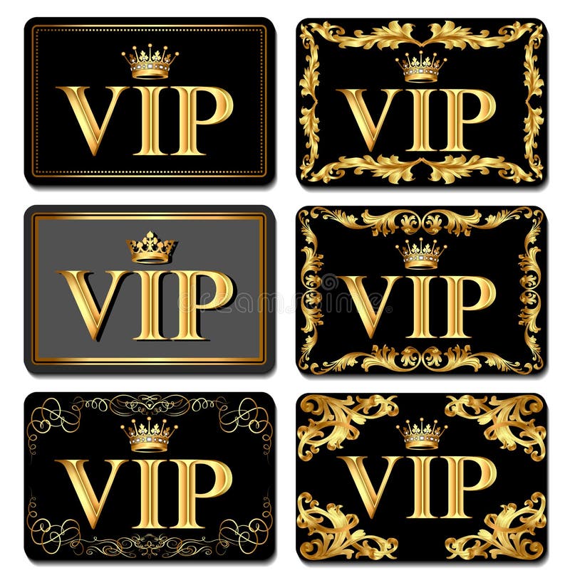 Illustration on the design of VIP business cards gold with crown