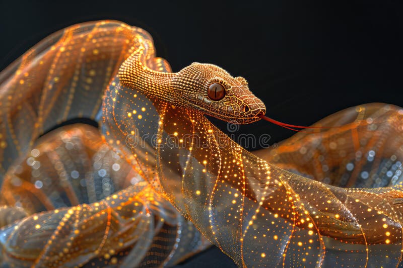 Digital artwork of abstract golden loop of textiles on the black background vector illustration.