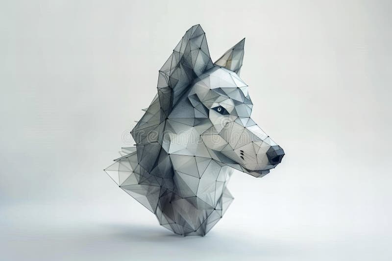 Digital artwork of abstract wolf head, designed on a white background vector illustration.