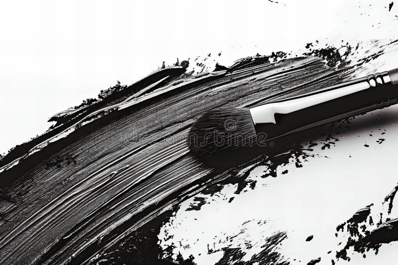 Digital artwork of brush on a swatch of eyeshadow, high quality, high resolution royalty free illustration