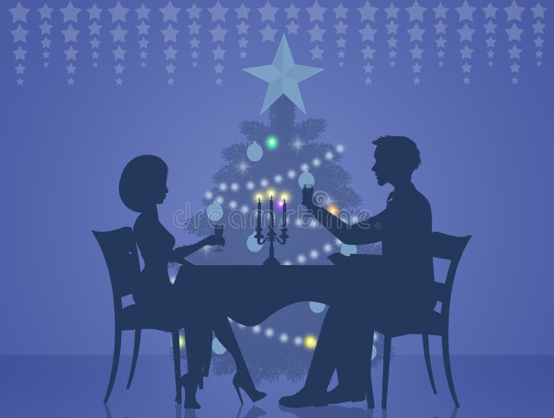 Dinner for two for Christmas royalty free illustration