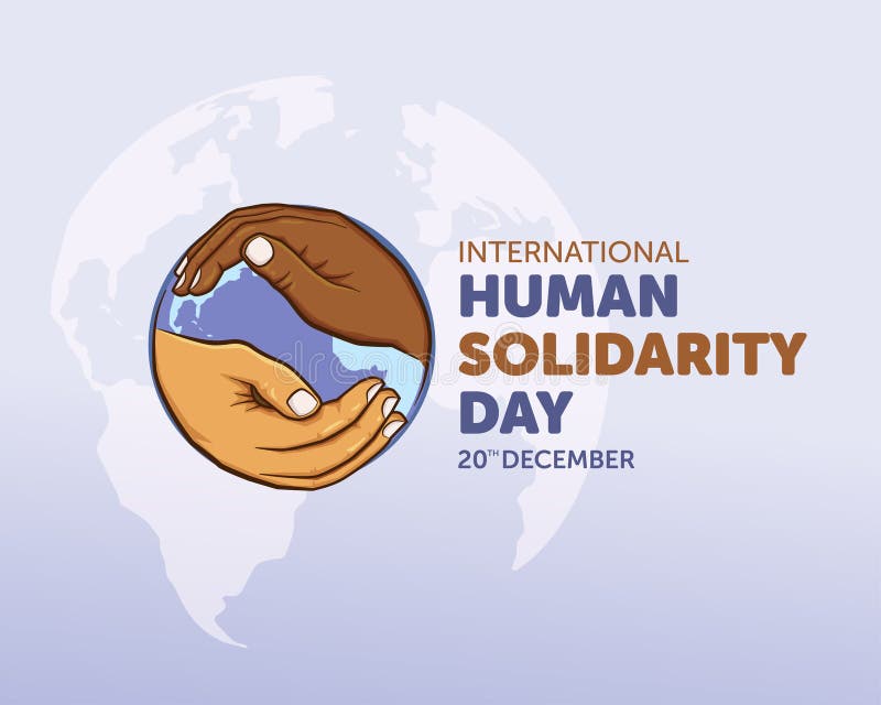 Diverse hands forming a globe, symbolizing unity, equality, and compassion for International Human Solidarity Day vector illustration