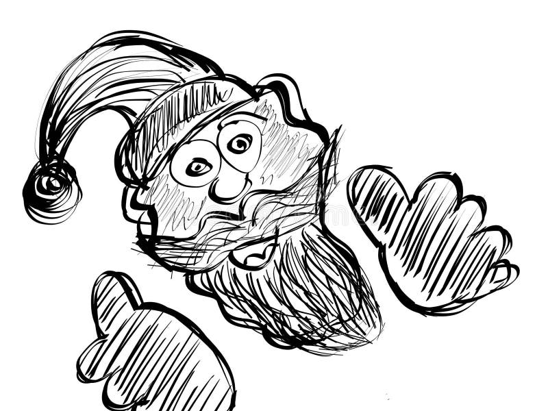 Illustration drôle de croquis de dessin de main de Santa illustration libre de droits Illustration drôle de croquis de dessin de main de Santa illustration libre de droits