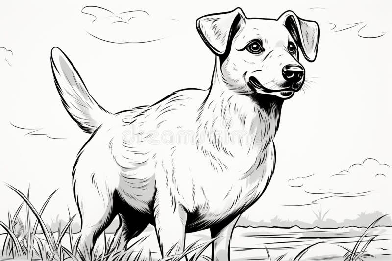 Dog outline illustration for coloring, suitable for both kids and adults Generative AI. Dog outline illustration for coloring, suitable for both kids and adults Generative AI