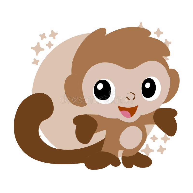 Illustration Du Singe Avec Un Dessin Souriant Un Joli Personnage Amusant Avec Un Dessin Plat Illustration Stock Illustration Du Couleurs Stupefier