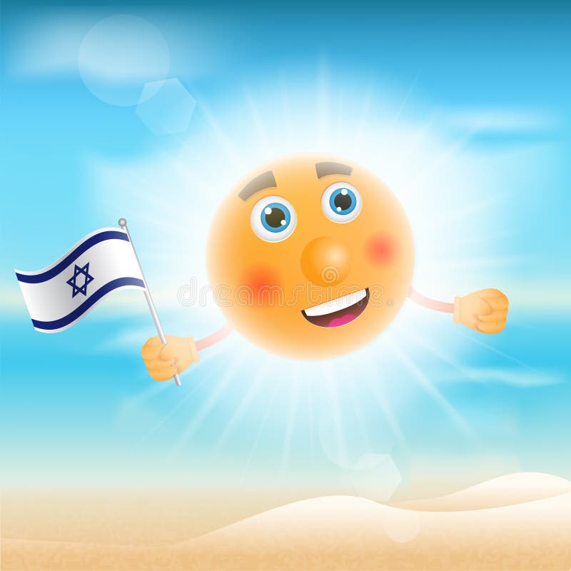 Illustration einer Sonne, die eine israelische Flagge hält vektor abbildung Illustration einer Sonne, die eine israelische Flagge hält vektor abbildung