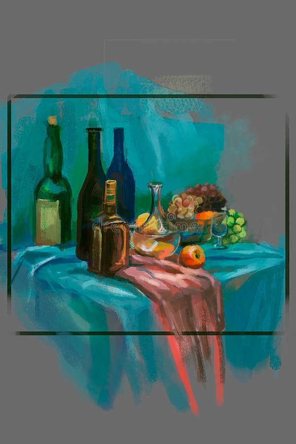 Illustration einer Weinflasche auf dem Tisch lizenzfreie abbildung Illustration einer Weinflasche auf dem Tisch lizenzfreie abbildung