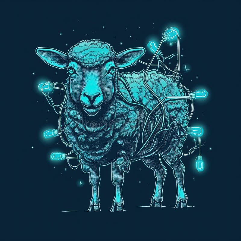 Illustration of Electric Sheep Inspired by Philip K Science Fiction