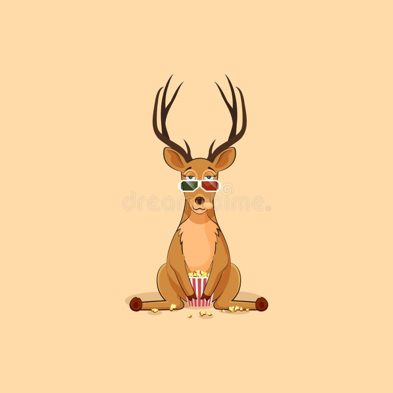 Illustration Emoji Character Cartoon Deer Chewing Popcorn, Watching Movie  3D Glasses Sticker Emoticon for Site Stock Illustration - Illustration of  cartoon, chew: 83257062