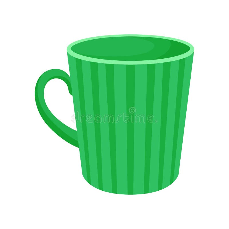 Illustration en céramique verte de vecteur de tasse de thé sur un fond blanc