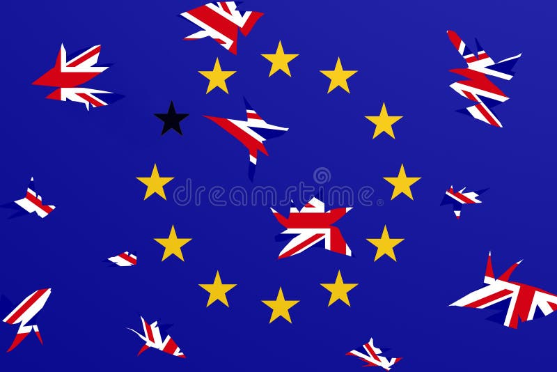 Illustration of the England Flag and the European Union Flag with a