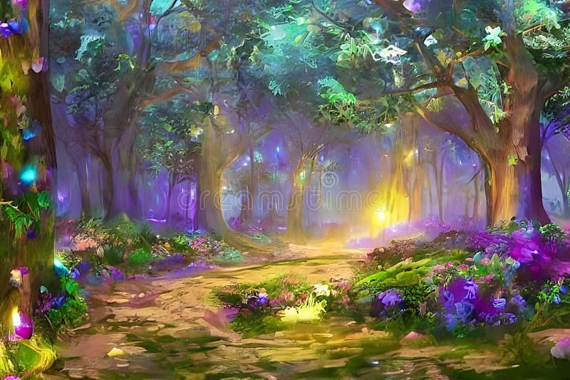 The Enchanted Forest  Fantasy landscape, Magic forest, Anime scenery