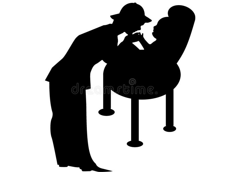 Illustration of Father and Newborn Baby Logo on White Background. Stock  Photo - Image of white, chair: 142747482