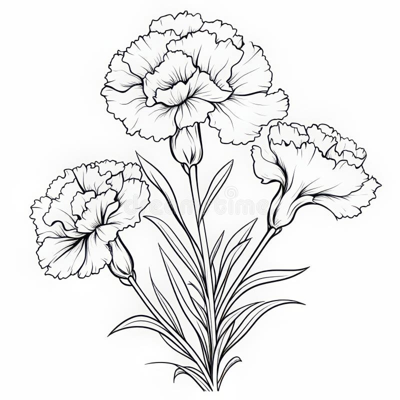 Carnations Black White Stock Illustrations – 252 Carnations Black White ...