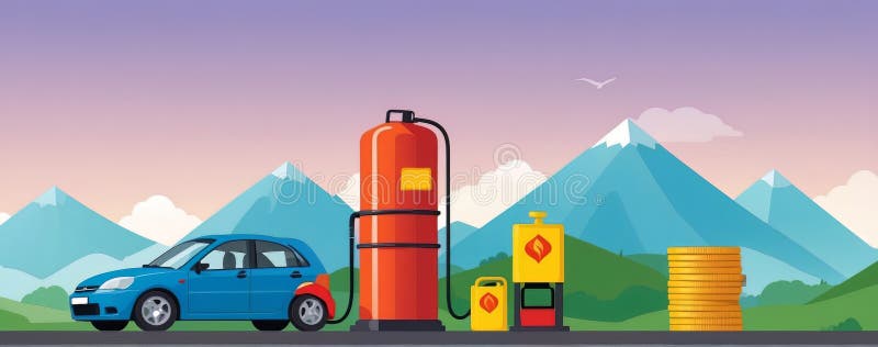 Illustration featuring elements related to fuel and gasoline vector illustration