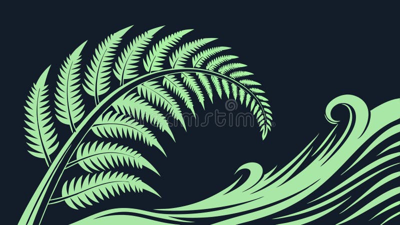 Fern leaves swirling abstract nature pattern plant vector design Generative AI royalty free illustration