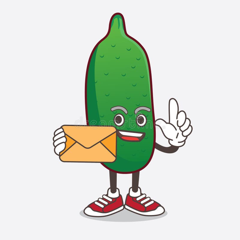 Finger Lime cartoon mascot character holding an envelope royalty free illustration