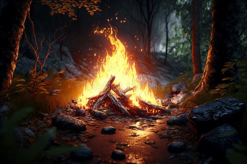 Illustration Fire in a Deciduous Forest Stock Illustration Illustration of blaze, wildfire