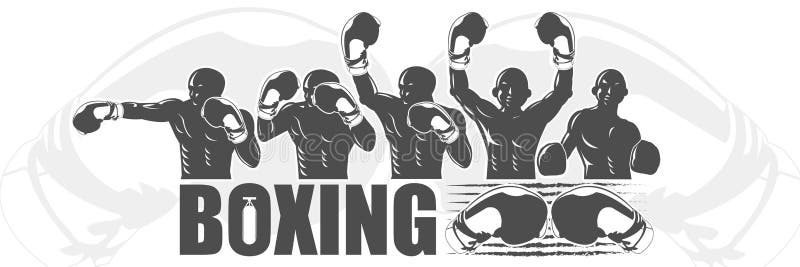 Illustration of five winner concept for boxing banner stock illustration