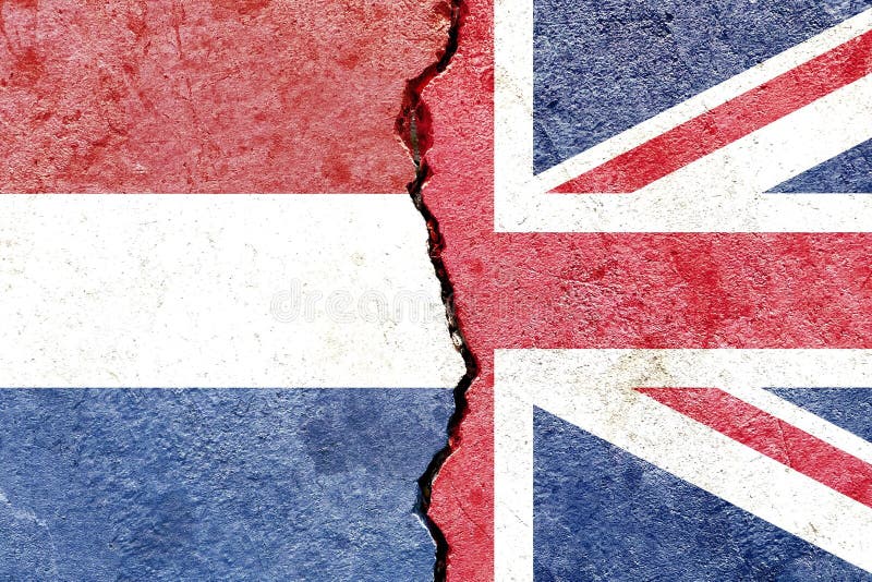 Illustration of the Flags of the Netherlands and the United Kingdom