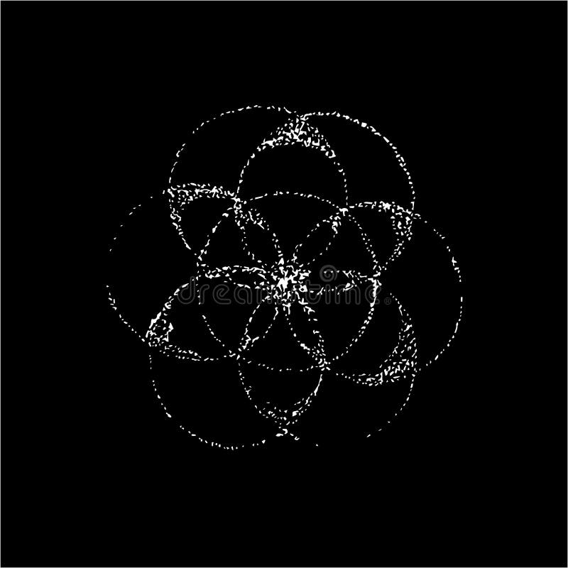 Illustration of the flower of life in the style of dotwork. Tattoo idea. Chalk on a blackboard. stock illustration Illustration of the flower of life in the style of dotwork. Tattoo idea. Chalk on a blackboard. stock illustration