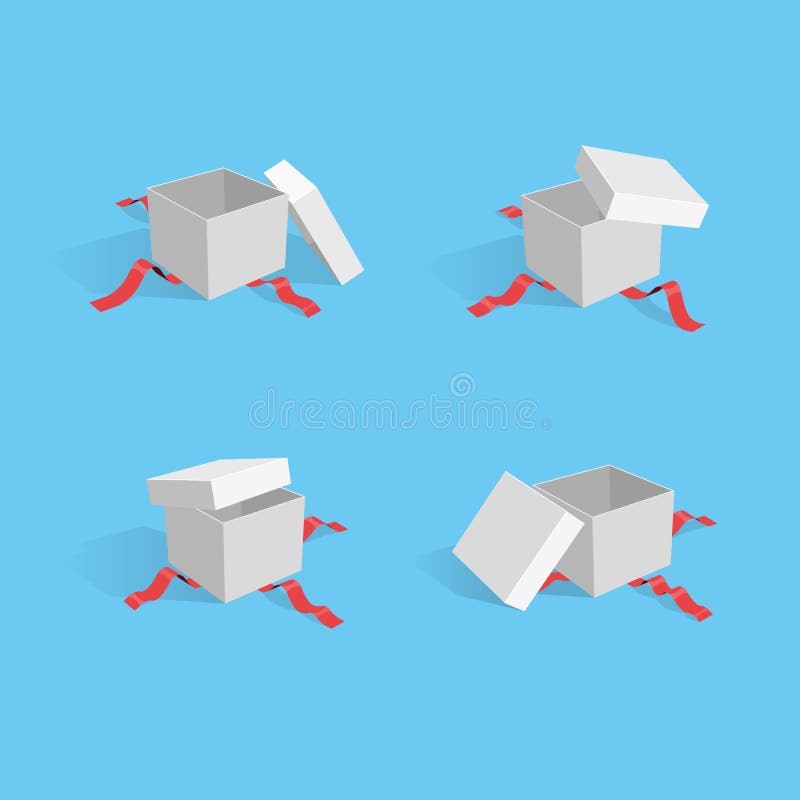 Illustration of four open gift packages with red ribbons stock illustration Illustration of four open gift packages with red ribbons stock illustration