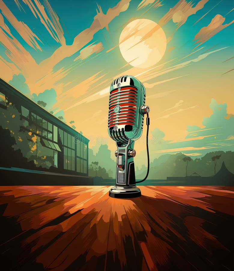 Illustration of a futuristic microphone stock illustration