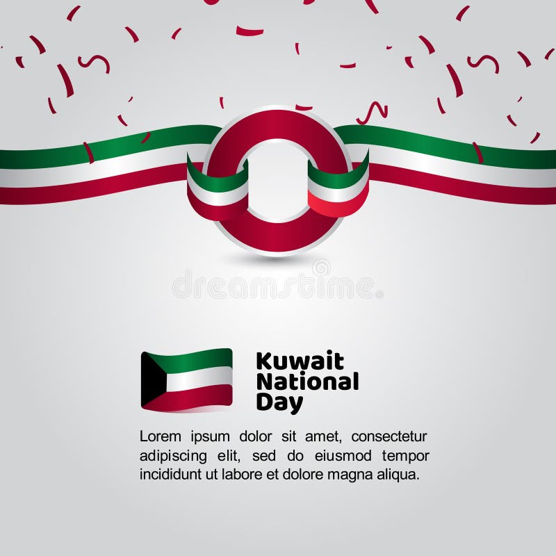 Illustration för design för mall för vektor för flagga Kuwait för nationell dag vektor illustrationer Illustration för design för mall för vektor för flagga Kuwait för nationell dag vektor illustrationer