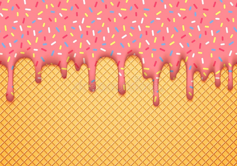Illustration för glasskottevektor med att drypa rosa glasyr- och råntextur Abstrakt matbakgrundsdesign