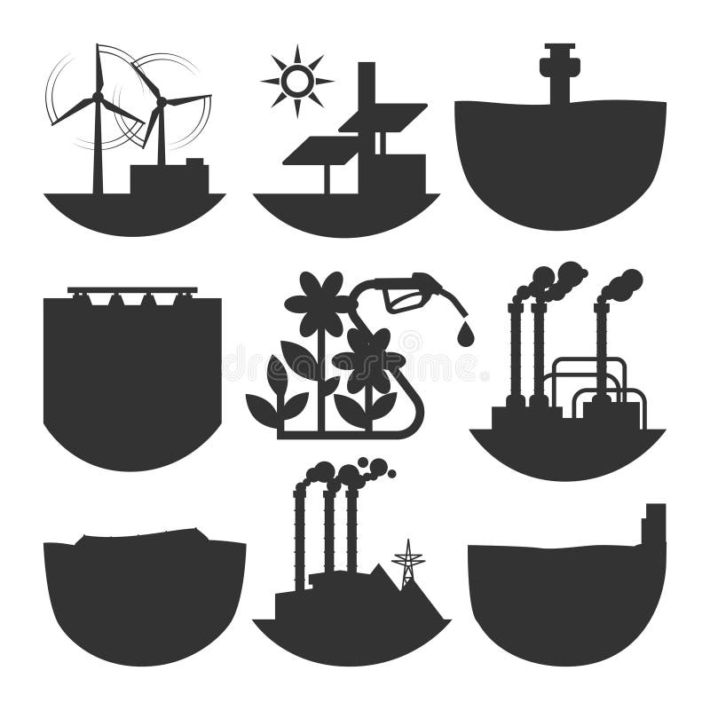 Illustration för källa för alternativ energi fastställd royaltyfri illustrationer Illustration för källa för alternativ energi fastställd royaltyfri illustrationer