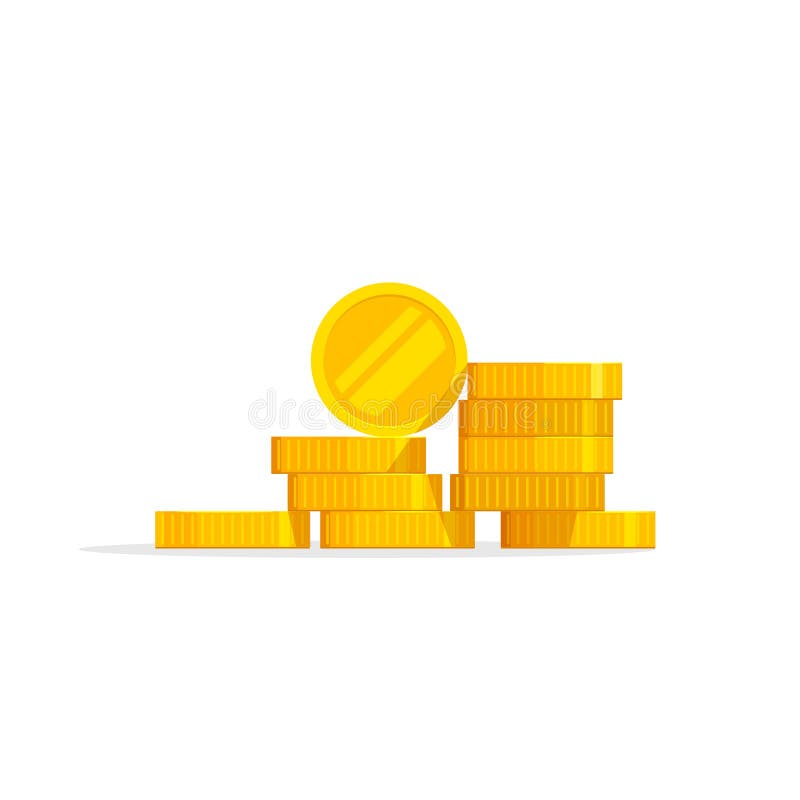 Illustration för myntbuntvektor, symbolslägenhet, isolerade högpengar stock illustrationer