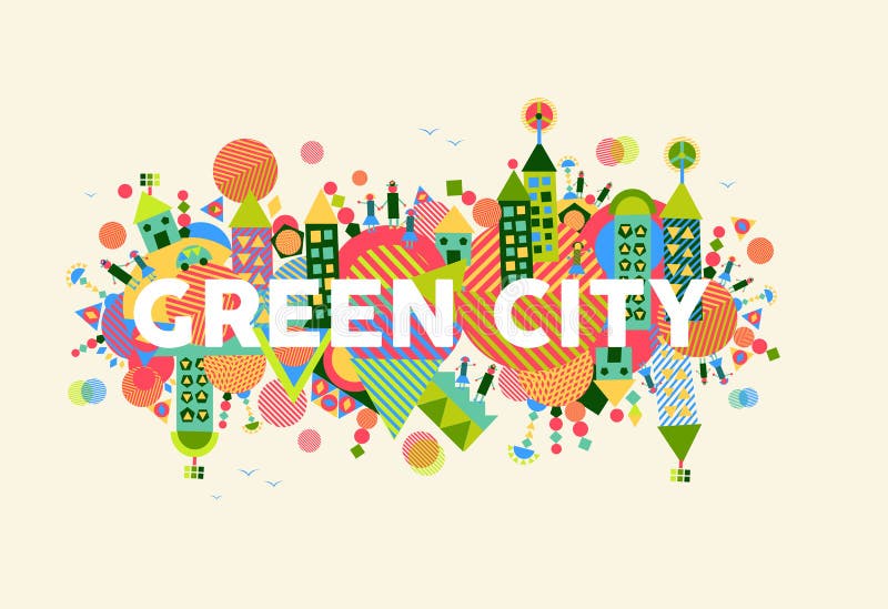 Illustration för stadsbegreppsgreen royaltyfri illustrationer