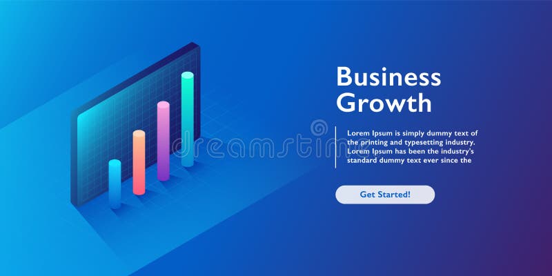 Business growth isometric vector illustration. Abstract businessman with laptop background. Financial increase or stock exchange website header layout. Digital technology concept. Business growth isometric vector illustration. Abstract businessman with laptop background. Financial increase or stock exchange website header layout. Digital technology concept.