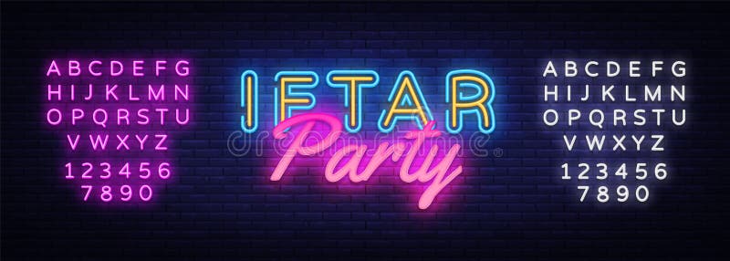 Illustration för vektor för design för neon för kort för inbjudan för Iftar parti Mall för design för Iftar parti festlig i moder stock illustrationer Illustration för vektor för design för neon för kort för inbjudan för Iftar parti Mall för design för Iftar parti festlig i moder stock illustrationer