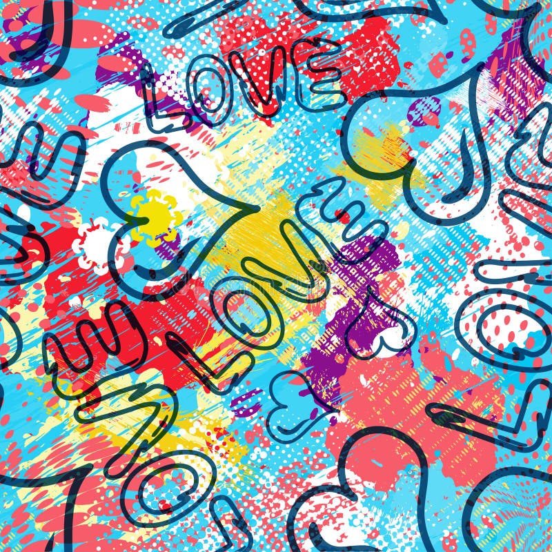 Illustration för vektor för grafittiValentine Day sömlös bakgrund av grungetextur royaltyfri illustrationer