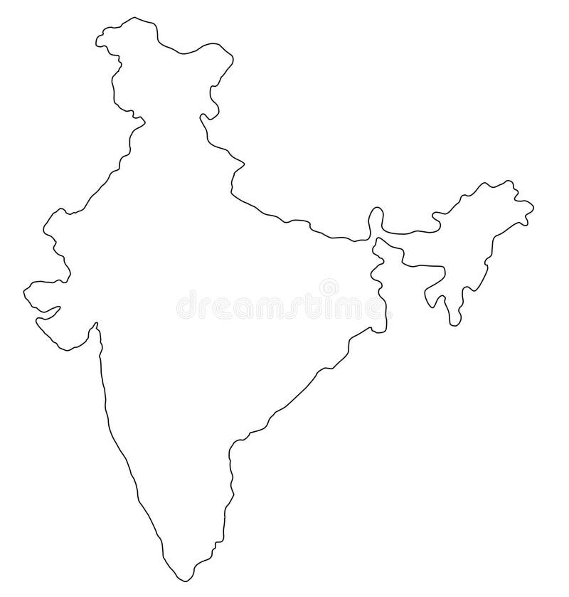 Illustration för vektor för Indien översiktsöversikt royaltyfri illustrationer Illustration för vektor för Indien översiktsöversikt royaltyfri illustrationer