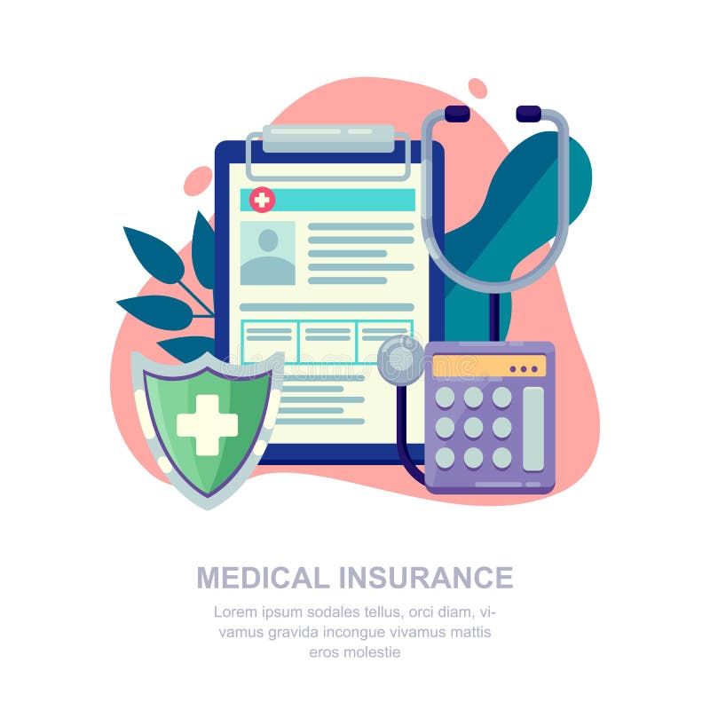 Illustration för vektor för medicinsk försäkring plan Medicin- och sjukvårdbegrepp stock illustrationer