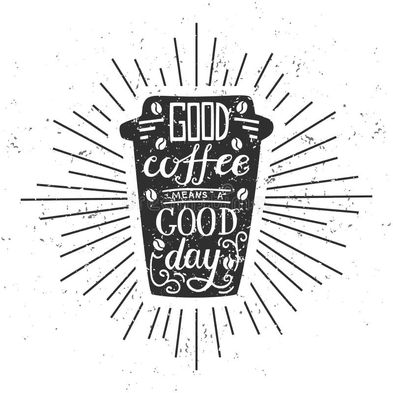 Illustration för vektorhandbokstäver med för tagande kaffekoppen bort stock illustrationer Illustration för vektorhandbokstäver med för tagande kaffekoppen bort stock illustrationer