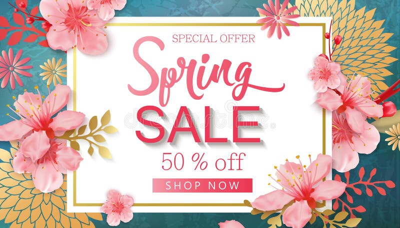 Illustration för vårSale vektor Baner med Cherry Blossoms stock illustrationer