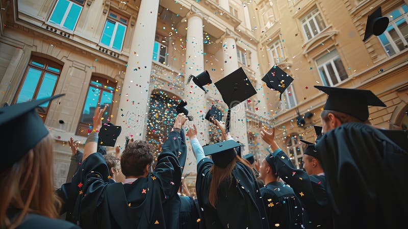 Jubilant Graduation Scene royalty free stock images