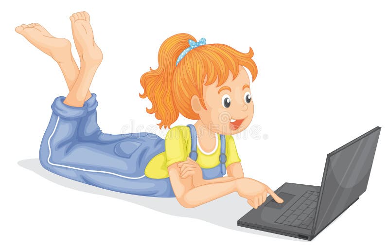 Girl with laptop stock vector. Illustration of laptop 30056071
