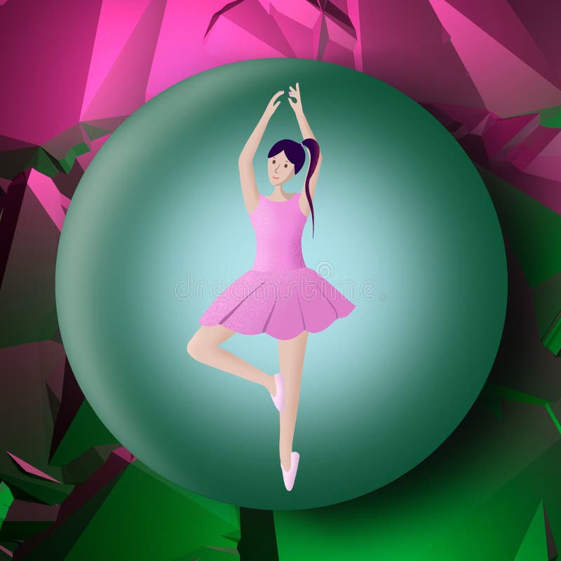 Illustration of a girl is performaing a dance figure. Flat drawing of a dancing young female. vector illustration Illustration of a girl is performaing a dance figure. Flat drawing of a dancing young female. vector illustration